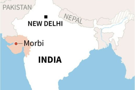 Mapa mostrando o estado de Gujara na Índia, onde uma ponte em Morbi desabou e matou mais de 30 pessoas