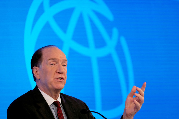 O presidente do Banco Mundial, David Malpass, dá uma coletiva de imprensa na sede do Fundo Monetário Internacional