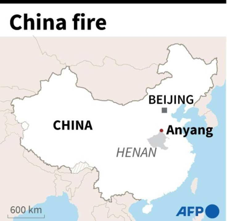 Mapa localizando a cidade de Anyang, na província de Henan, no centro da China, onde dezenas de pessoas foram mortas após um incêndio em uma fábrica na segunda-feira.