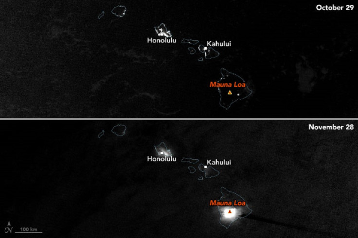 Mauna Loa erupção do vulcão Havaí, imagem de satélite