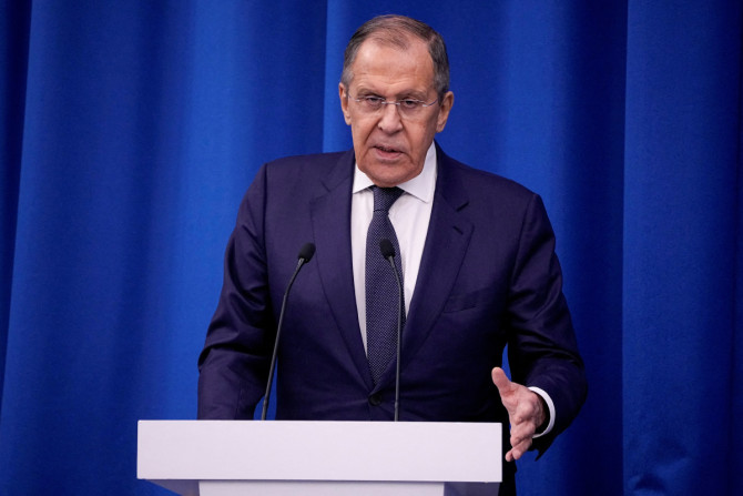 O ministro das Relações Exteriores da Rússia, Sergei Lavrov, participa de uma conferência internacional em Moscou