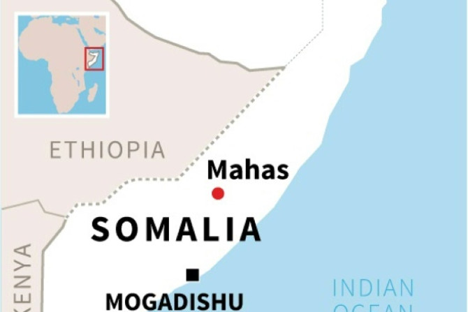 Mapa da Somália localizando Mahas, onde ocorreram dois carros-bomba