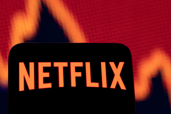 A ilustração mostra o logotipo da Netflix e o gráfico de ações
