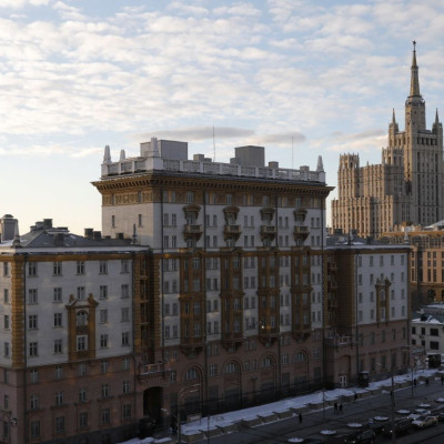 Uma visão geral mostra a embaixada dos EUA em Moscou, Rússia, em 27 de março de 2018.