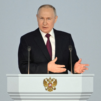 O presidente russo Putin faz seu discurso anual à Assembleia Federal em Moscou