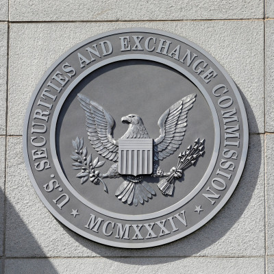 O selo da Securities and Exchange Commission (SEC) dos EUA é visto em sua sede em Washington, DC