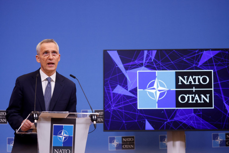 O secretário-geral da OTAN, Stoltenberg, dá uma entrevista coletiva antes da reunião dos ministros das Relações Exteriores da OTAN em Bruxelas