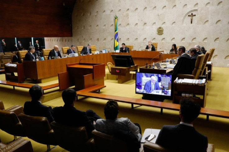 Vista do tribunal superior do Brasil durante os julgamentos de abertura dos distúrbios de 8 de janeiro perpetrados pelos apoiadores do ex-presidente brasileiro Jair Bolsonaro em Brasília, em 13 de setembro de 2023